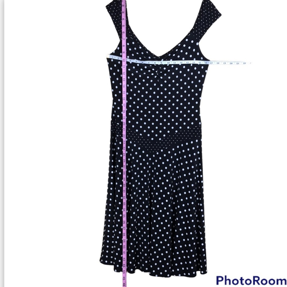 SEARLE Polka Dot Print Off Shoulders Midi Length Dress Sz 10 - Picture 8 of 8